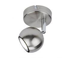 Biard 'Ohio' Porta Faretti Orientabile 360° a 1 Luce Per Lampadine Spot GU10 a Soffitto (Nichel Satinato, IP20, Moderno )