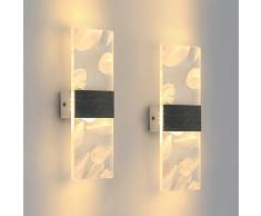 2 Pcs Lampada da Parete Interno Led, 12W 3000K Bianca Calda Applique da Parete Interno Moderno, Lampada a Muro Led in Acrilico Piuma per Camera da letto, Soggiorno, Corridoio, Scale