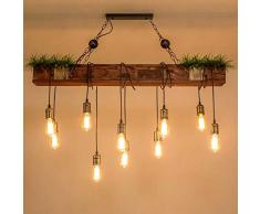 FUMIMID Lampadario Industriale Lampada A Sospensione in Legno Rustico Marrone Grandi Travi in ​​Legno Lineari Lampada Da Fattoria Soggiorno Camera Da Letto Cucina Sala Da Pranzo Plafoniera Vintage