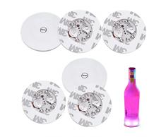 Generico Set di 6 adesivi a led per bottiglia 7 colori chiari Adesivo di luce autoadesivo 4 LED SMD con batterie e pellicola adesiva 3M di alta qualità