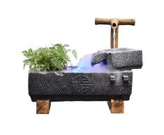 Fontana da Tavolo Arte della decorazione della casa dellacqua di flusso Indoor Fontana Fontana Desktop e Fish Tank Indoor Decoration Stone Trough bambù atomizzazione umidificazione Paesaggio Naturale