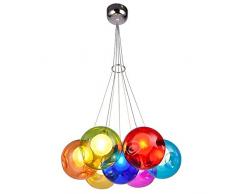 Lampada a sospensione a LED in vetro colorato con palloncino nordico Paralume a sfera Camera da letto Sala da pranzo Lampada a sospensione Camera dei bambini Lampadario Cavo regolabile Illuminazione