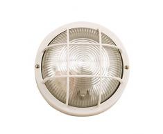 VELAMP Lampada Bubble-B Applique a Parete/plafoniera Tonda 18,8cm. in plastica + Vetro E27 Max 60W. Compatibile LED IP44: per Interno o Esterno. per Balconi, Garage, Veranda, Bianco