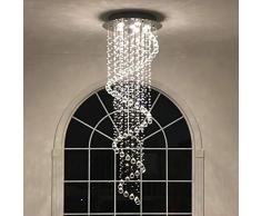 A1A9 Eleganti luci a lampadario di cristallo a spirale, Clear K9 Crystal LED Lampada da soffitto, Illuminazione a sospensione a incasso per soggiorno Sala da pranzo Camera da letto D50cm H156cm
