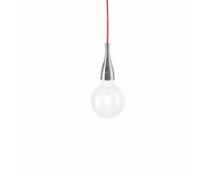 Lampada A Sospensione Ideal Lux MINIMAL SP1 CROMO. Stile in Vetro Chiaro, colore Cromo. Montatura in metallo disponibile con finitura in cromo o in smalto colorato. Lampada alogena a risparmio energetico inclusa. Sospensione fornita con 2 metri di cavo.