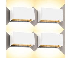 Kingwei 4pz 2000LM Applique da Parete Interno/Esterno 20W Applique da Esterno 3000K Bianco Caldo Lampade da Parete Angolo del Fascio Regolabile Aapplique Esterno Moderno IP65 Impermeabile (Bianco)