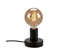 BRILONER - Abat Jour da Comodino, 1 x E27, max. 10 Watt, Lampada da tavolo, lampada comodino, Bajour comodino moderna, Lampada Led, Lampada scrivania, in metallo nero, lampade da tavolo, 100x90mm(DxH)