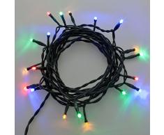 2 x Catena per presepe 5 m, 20 led multicolor, luce fissa, cavo verde, catena natalizia, decorazione luminosa