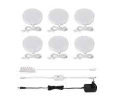 LE Luce Armadio 9 LED 2835, 2W Pari a Luce Alogena 20W, Lampada da Armadio 1020 lumen Bianco Caldo, Luce Notturna per Sottopensile e Armadio, Inclusi Alimentatore e Cavi, Confezione da 6 Pezzi