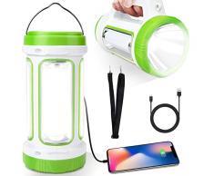 Ricaricabile Lanterna da Campeggio LED Torcia Elettrica Uppye 1500lm Luce da Campeggio COB Tenda Luce Portatile 5 Modalità Power Bank Ricarica Solare Luce Emergenza Esterna Impermeabile Escursionismo