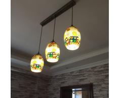 Pittura colorata Tiffany sala da pranzo lampadario europeo ristorante bar Counter lampadario paese americano rustico Bohemia balcone vetro lampada a sospensione Tiffany Oblong Top