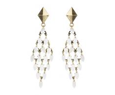 Orecchini su clip - placcato oro antico lampadario orecchino con guscio bianco - Benita di Bello London