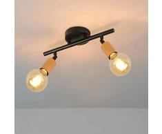 DAXGD Lampada da Soffitto, Faretti da Soffitto Orientabili 2 Vie Nero, Plafoniera Retrò Faretto Orientabile per ufficio Corridoio Scale