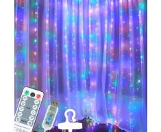 Tenda Luminosa 3x3m 300 LED Dimmerabile, Lvanvos Tenda Luminosa Interno 8 Modalità con Telecomando Timer, Impermeabile Tenda Luci per Natale, Valentino, Matrimonio, Feste (multicolore)