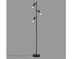 Briloner - Lampada a stelo orientabile, piantana, lampada da terra, 3 x E27, con interruttore sul cavo, stile retrò, vintage, nero, 220 x 1600 mm (D x A)
