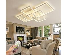 Plafoniera Led Soffitto Moderna,Plafoniera Led Soffitto,8 Rettangolare Dimmerabile Plafoniera Soffitto 120W Lampada da Soffitto Moderna,Acryl Lampada LED Soffitto Soggiorno con Telecomando (White)