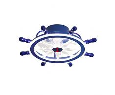 WSJZ Luce del Ventilatore,Lampade da Soffitto con Timone per Camerette,Dimmerabile con Lampada Ventilatore da Soffitto con Telecomando,Lampadario per Camera da Letto Ragazzo/Ragazza,Blu,68WØ68CM