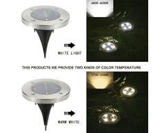 Luci Solari Giardino Tomshine 4 LED Luci led Solari da Esterno Faretti Solari a LED da Esterno IP65 Impermeabile(Bianco)【4PC】