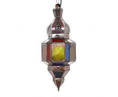 Lampada orientale marocchina in vetro lampada da soffitto colorata H 47 cm stile vintage Marocchino Arabico orientale 100% artigianale tradizionale