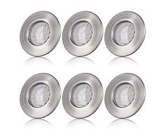 Faretti LED da Incasso per Cartongesso Luce Calda 3000K 5W Luci da Incasso IP44 Ultra Slim Plafoniere LED Soffitto 400LM, Faretto Incasso per Soggiorno Bagno (confezione da 6)