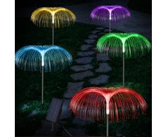 FORMIZON Luce Solare da Giardino, 5 Pezzi LED Impermeabili Medusa Luci Solari da Giardino per Esterni con Una Varietà di Modalità di Trasformazione del Colore per Cortile Esterno da Giardino