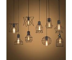 Vintage Industriale Edison Gabbia Di Metallo Paralume Da Soffitto Loft Bar Retro Lampada A Sospensione Nero