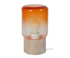 Tosel 64490 Gufo-Lampada da comodino in legno di faggio massiccio, colore: legno/vetro soffiato, 120 x 220 mm, colore: arancione