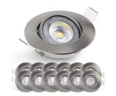 E EMOS Exclusive Faretti LED da Incasso per Cartongesso 5W / 450 Lumen | Faretti da Incasso 4000K Luce Bianco naturale | Set di 12 pezzi Spot LED Orientabili a 50°, Rotondi e Ultra Piatti in Argento