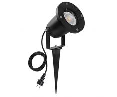 SanGlory Luci per Sentieri con Picchetto, 7W Faretto da Giardino GU10 Proiettore LED Spot, Faretti LED da Giardino Impermeabile IP65, 800LM, 3000K Bianco Caldo per Prato, Terrazzo, Cortile