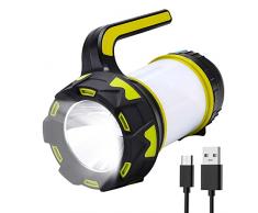 Torcia elettrica ricaricabile a LED, luci da campeggio multifunzionali con 6 modalità di luce, torcia elettrica impermeabile per campeggio di emergenza uragano escursionismo pesca