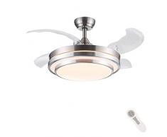 CJOY Ventilatore da Soffitto con Luce, Ventilatore da Soffitto con Telecomando 107 cm 4 Lame Retrattili Ventilatori da Soffitto con Lampada Ventilatore da Soffitto Reversibile Estate e Inverno