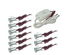 Mini faretto LED incasso a mini 9PCS 1 W dimmerabile con driver 85 - 277 V AC per armadio casa, ristorante, DIY illuminazione bianco caldo naturale bianco freddo, CE RoHS, Cool White, 120° Dim