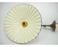 Applique ottone brunito,appliques liberty piatto ceramica,lampada parete am31.Dimensioni max: Diametro piatto 29cm,sporgenza max 40cm,diametro base10cm.Le dimensioni sono comprensive del piatto.Portalampade attacco Edison E14 (attacco piccolo).