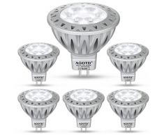 AGOTD Faretti Led GU5.3 Lampadina a Led MR16 12V 7W Lampada, GU 5.3 Socket, Alluminio, equivalente 50W Luce Alogena, 580LM, 38 ° Deg, Bianco Caldo 2700K, Confezione da 6 Unità