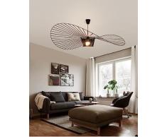 Qiaomao Lampadario a Sospensione Vintage Nero 120cm, Lampada da Soffitto Moderno a Forma di Cappello E27, Lampadario Soggiorno in Poliuretano Fibra di Vetro, Lampadari Camera da Letto Cucina Corridoio