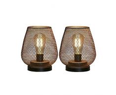JHY DESIGN Pacco da 2 LED Lampada da Tavolo luce batteria 17cm alta Lampade da comodino con paralume lampada senza fili Portatile per Camera da Letto Campeggio soggiorno(A forma di uovo,Marrone caldo)