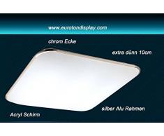 Plafoniera LED 6086, colore argento, con telecomando per colore luce/luminosità, regolabile, extra sottile 10 cm moderno 6086-39x39cm 15W warmweiß