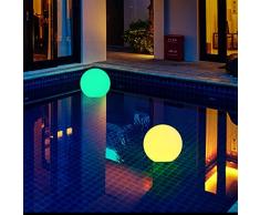 Ztoma 1 Pz. Energia Solare LED Sfera Lampada, RGB Luce Cambiamento Colore/Steady, Sfera Lampada Ricaricabile Piscina IP65 Impermeabile Decorazione da Giardino Luce - Multicolor