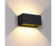 Kingwei 20W Lampada da parete per interni/esterni 3000K Bianco Caldo applique led, Applique da Esterno Nero IP65 Impermeabile Faretto da Parete Muro Moderno su e Giù Regolabile Design Angolo