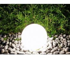 Trango - Set di 1 sfera da giardino 200 WB IP65, colore bianco opaco, diametro 20 cm, con 1 lampadina LED E27 * SNOW * lampada a sfera con cavo di circa 5 m IP44, lampada da giardino, sfera luminosa