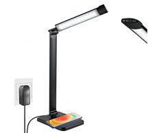 Lampada da Scrivania LED con Sensore, Larkotech Lampada da Tavolo con Ricarica Wireless, Lampada da Scrivania con Touch Control, 7 Livelli di Luminosità 3 Modalità, Timer Spegnimento Automatico