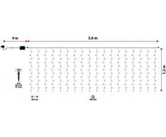 Tenda 3,6 x 1,2 m, 216 led bianco caldo, cavo bianco, con memory controller, luci di natale, tende luminose