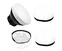 AIEX 4 Pezzi 18 cm/7 inch Diffusore Riflettore, Coperchio della Lampada Diffusore Softbox Fotografico Beauty Dish Bianco Morbido Panno di Copertura del Diffusore per Luce ad Anello Luce Flash