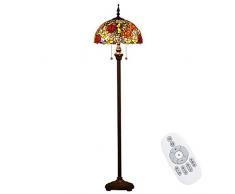 SFOXI Lampada da Terra Tiffany, Dimmerabile con Telecomando Lampada a Stelo retrò con Paralume in Vetro Colorato, Piantana Lampada per Soggiorno Divano Letto Cafe
