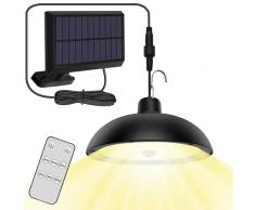 Lampade Solari da Esterno, 4 Modalità Lampada Solare da Esterno a Sospensione 78LED Luce Solare con Sensore di Movimento/Telecomando/IP65 Impermeabile per Scalinata/Balcone/Giardino(Bianco Caldo)
