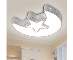 Matcose europea moderna e creativa mediterranea camera per bambini LED Lampade da soffitto camera da letto ambiente per ragazzi e ragazze Cartoon/LED regolabile con telecomando luna stella luce a soffitto,un bordo bianco 460mm