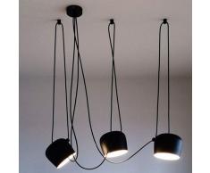 Ruixf E27 Loft Chandelier Luce da Pranzo Industriale Moderna Lampada a Sospensione Plafoniera Regolabile in Lunghezza (No Lampadine) (3 Teste,Nero)