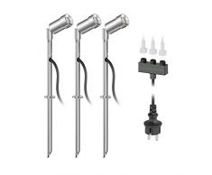 Parlat LED Faretto da Giardino Spico con picchetto interrabile da Esterno IP44 68lm Bianca Calda Kit di 3 lampade