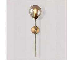ZTTECH Applique da parete industriale vintage, globo in vetro ambrato con lampada da parete in oro a braccio lungo, applique da comodino in oro (Ambra)