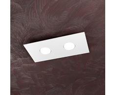 PLAFONIERA PICCOLA LED 2 LUCI RETTANGOLARE MODERNA BIANCA L 40 CM